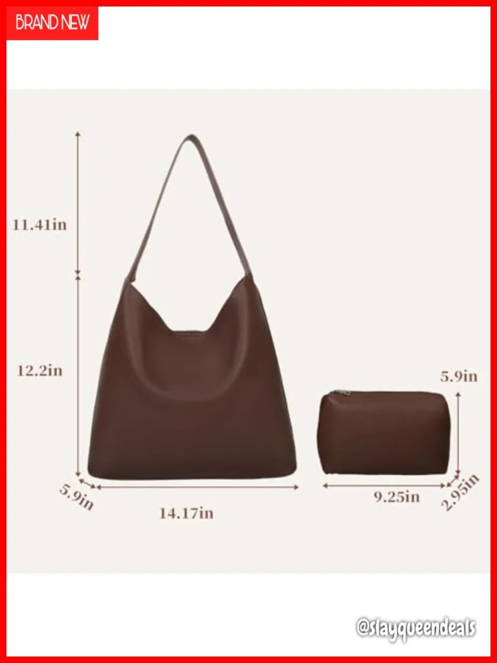 Soft Vegan Leather Hobo Shoulder Tote Bag, Lightweight Everyday Purse